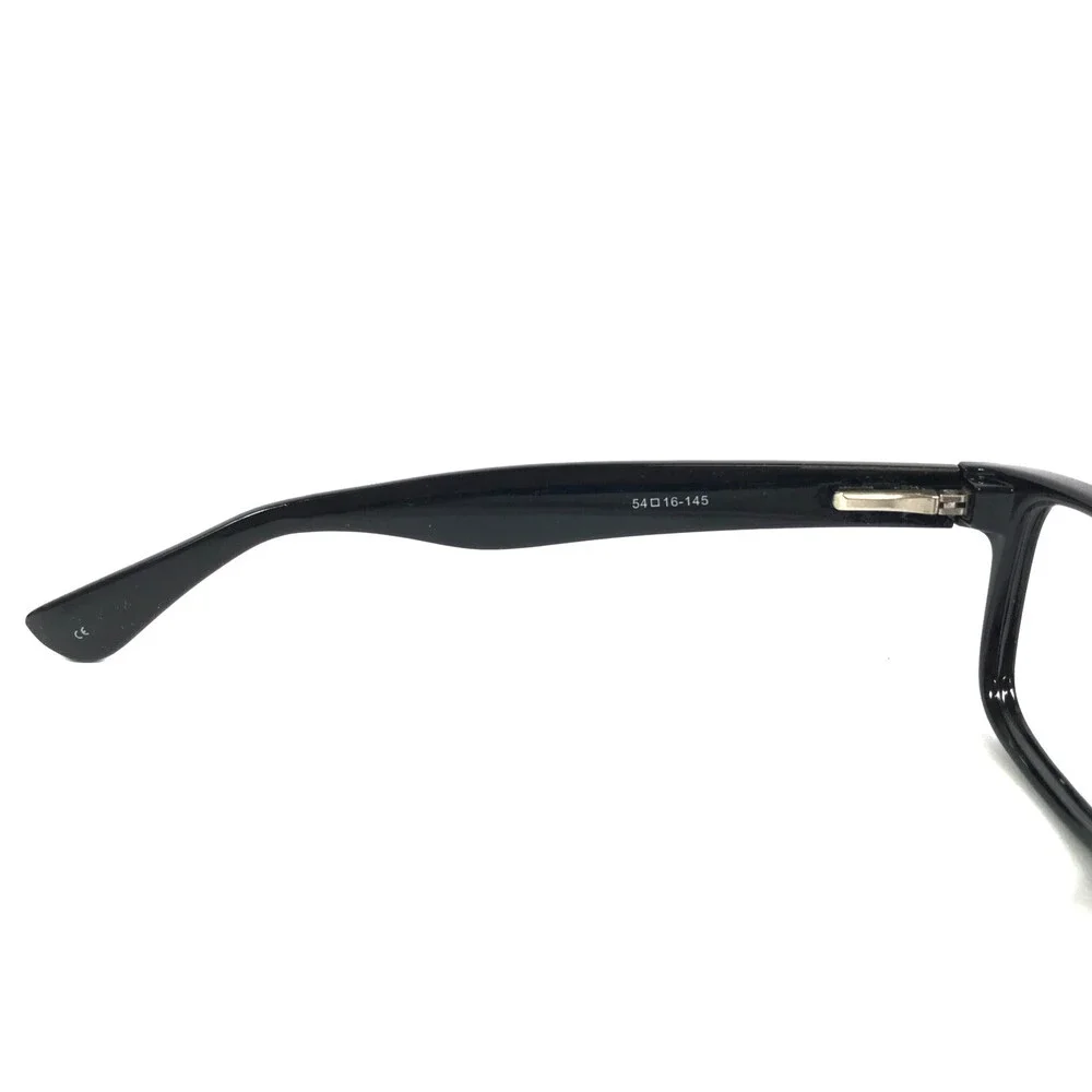 Modern Eyeglasses Frames BUZZ BLACK Polished Rectangle Full Rim 54-16-145